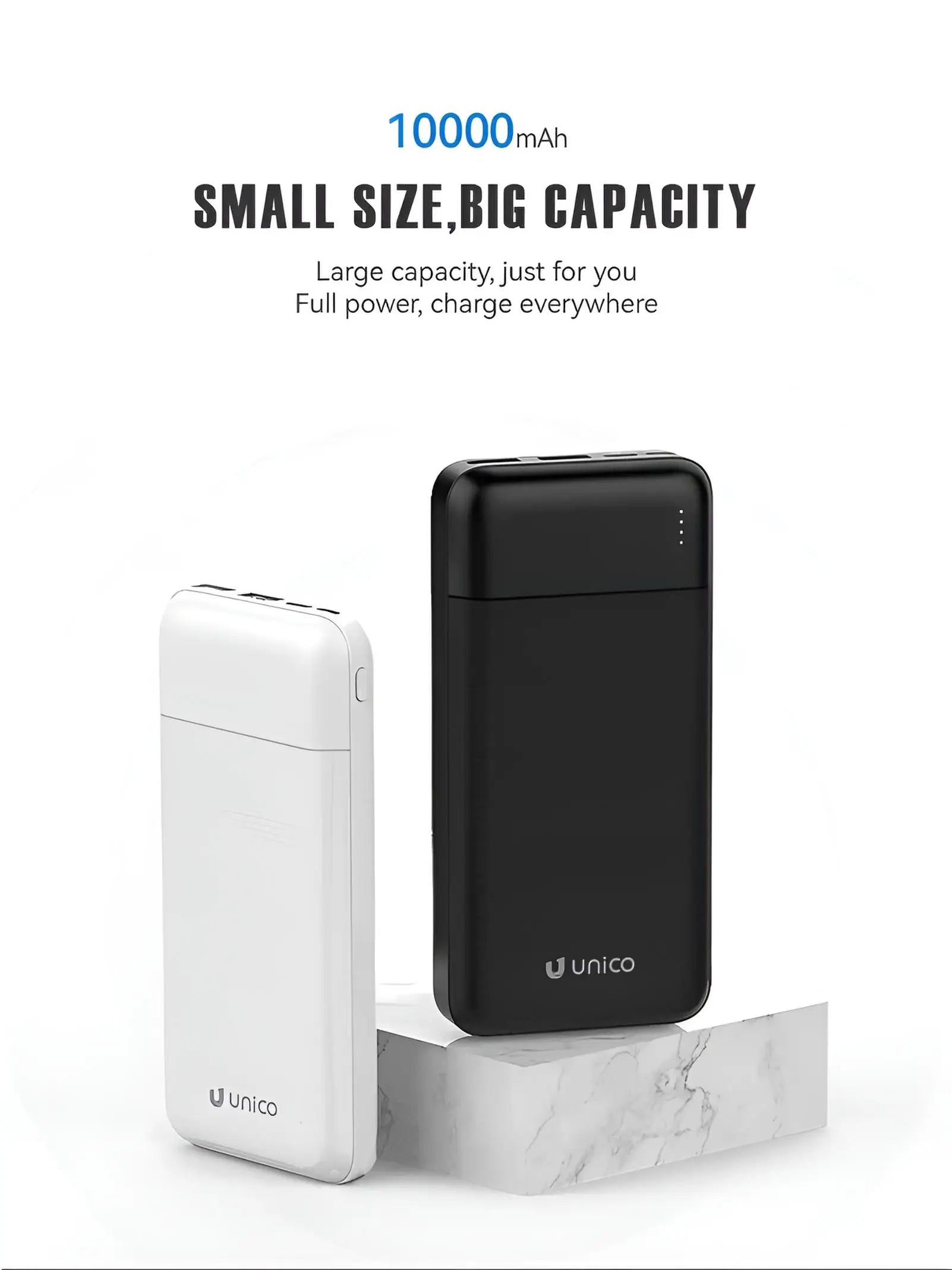 10000Mah Portable Power Bank, USB C Charger with 4 Ports, Dual USB + Micro Usb